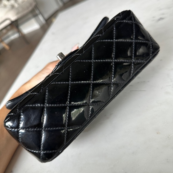 Black Patent Chanel Mini flap Crossbody bag - Picture 9 of 11